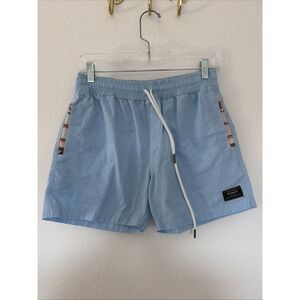 Wowie Men Light Blue Drawstring Shorts Elastic Waist Southwestern Trim Sz Small